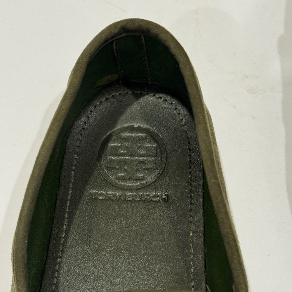 Tory Burch Olive Green Leather Suede Minimalist Slip On Sneakers Women's Size 10 - Picture 6 of 8